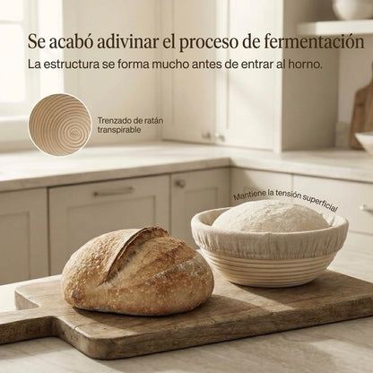 Banetón para pan de ratán natural