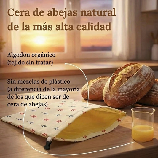 Bolsas para pan premium de 100 % algodón y cera de abeja