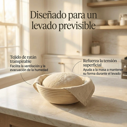 Banetón para pan de ratán natural