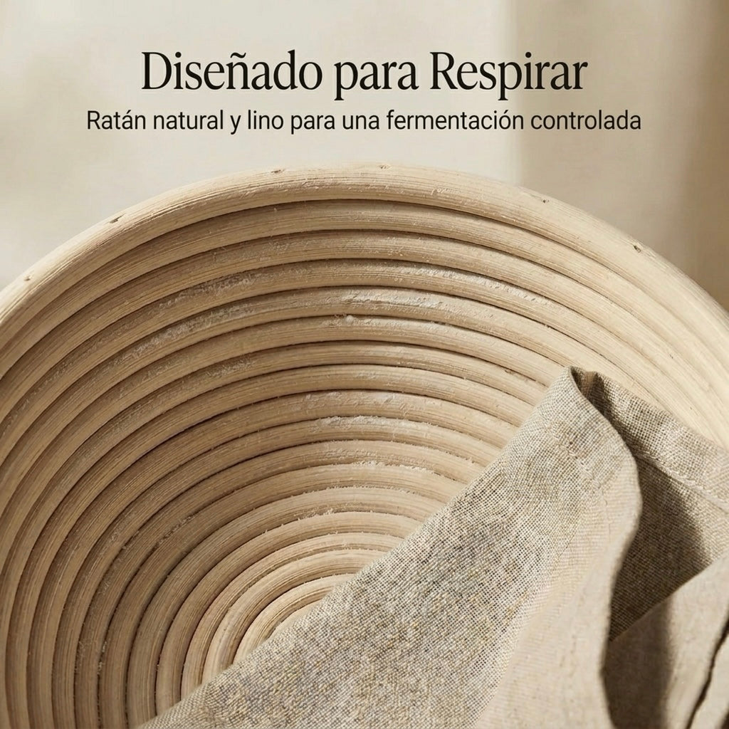 Banetón para pan de ratán natural