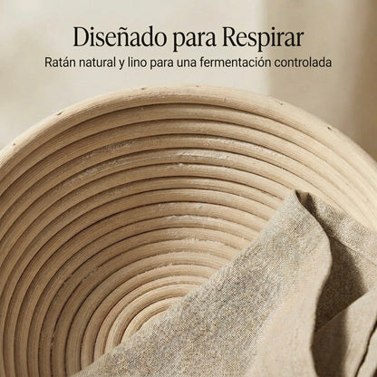 Banetón para pan de ratán natural